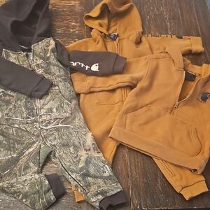 Carhartt Camo and Brown Kids' Hoodie Set Lot 12 M And 2t